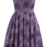 Spiderweb Swing Dress with Pockets in Purple
