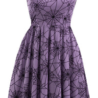 Spiderweb Swing Dress with Pockets in Purple