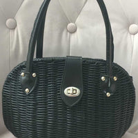 Vintage Black Wicker Handbag