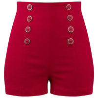 Red High Waist Pin Me Up Shorts