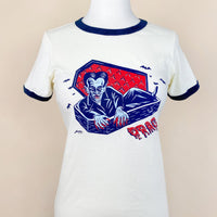 Drac Fitted Ringer T-Shirt in Natural/Navy