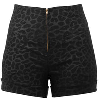 Z --- Black High Waisted Leopard Shorts