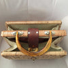 Tan Vintage Double Sided Wicker Bag with Tortoise Handle