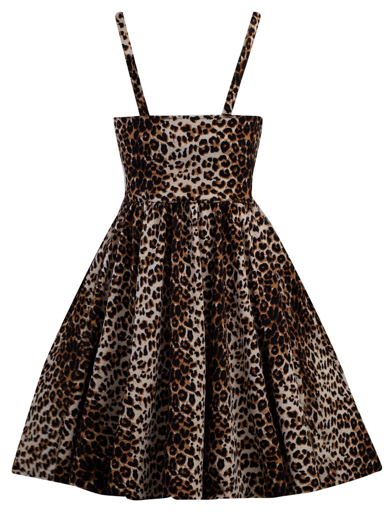 ladies leopard print dress Leopard Retro Inspired Swing Dress with Pockets