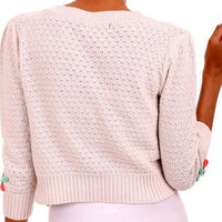 Cream Cherry Knit Cardigan Sweater
