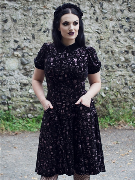 Spooky Velvet Swing Dress in Black Spooky Velvet Swing Dress in Black