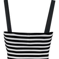 Pin Me Up Crop Top in Black & White Striped