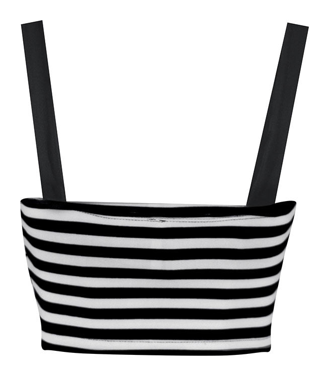 Pin Me Up Striped Crop Top in Black. Retro, Rockabilly, Bow front