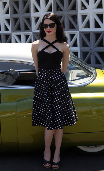 Retro Gal Polka Dot Swing Skirt in Black. Pin up, retro, rockabilly, and  vintage inspired.