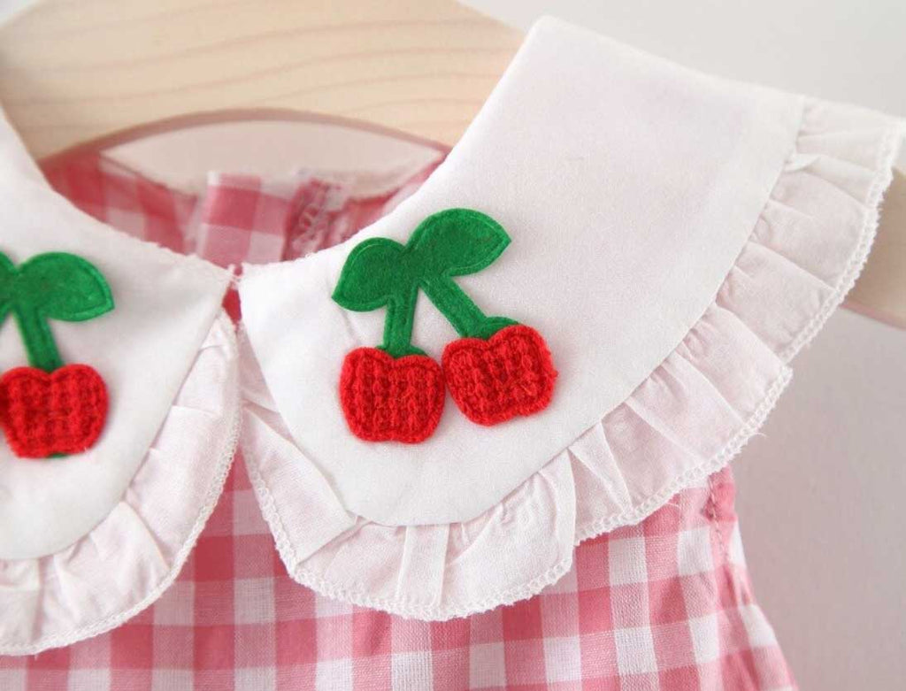 Baby Doll Cherry Gingham Dress in Red or Pink 24M / Pink Baby Doll Cherry Gingham Dress in Red or Pink 24M / Pink