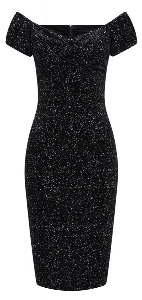 Black and Silver Dolores Glitter Drops Pencil Dress Black and Silver Dolores Glitter Drops Pencil Dress