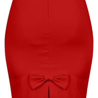 Red Bow Back Pencil Skirt