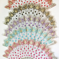 Vintage Inspired Lace Polka Dot Hand Fan with Scalloped Edge