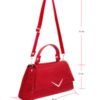 Rumbler Cadi Handbag in Red Sparkle (with crossbody strap)