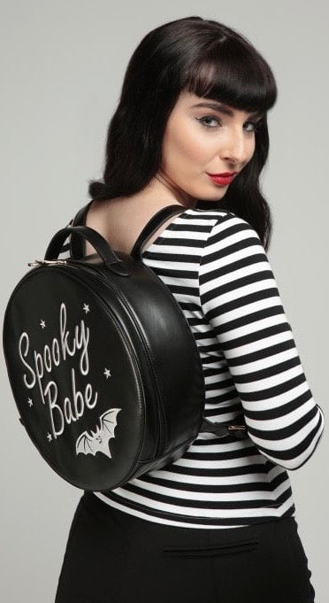batty babe faux leather backpack Spooky Babe Backpack in Black