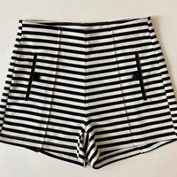 High Waisted Striped Shorts in Black & White