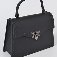 Black Studded Crossbody Top Handle Bag