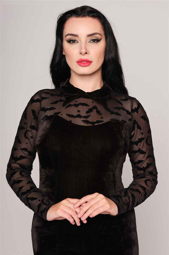 Bat Mesh Velvet Rooey Pencil Dress | Double Trouble Apparel Bat Mesh Velvet Rooey Pencil Dress | Double Trouble Apparel