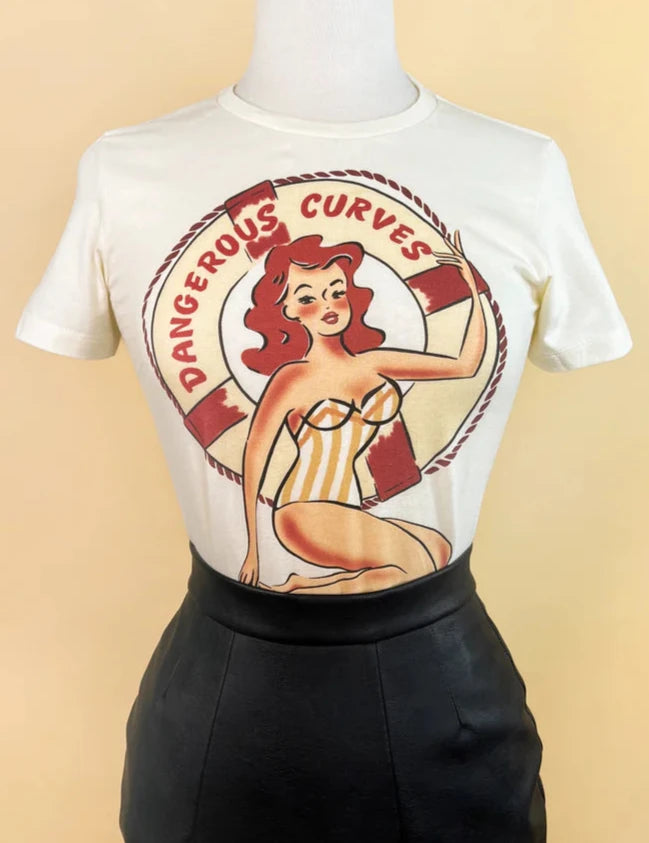 Dangerous Curves Tee in Ivory