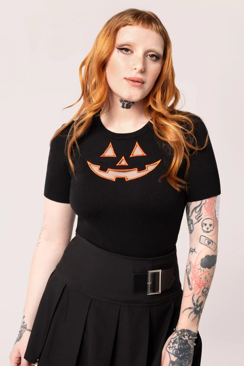 Jack-O-Lantern Knit Pumpkin Sweater Top