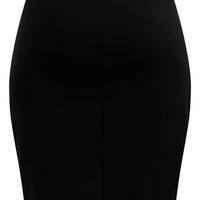 High Waisted Pencil Skirt with Anchor Buttons in Black
