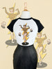 Jungle Rock Short Raglan Cropped Baby Tee in White/Black