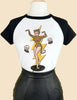 Jungle Rock Short Raglan Cropped Baby Tee in White/Black