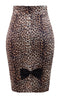 Retro Bow Back Pencil Skirt in Leopard