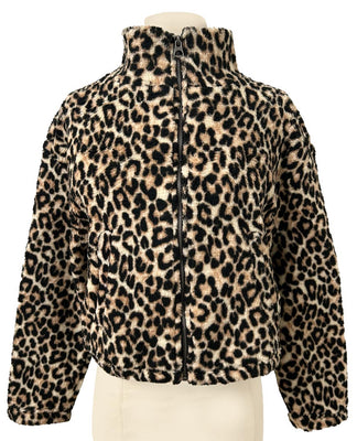 Leopard Sherpa Zip Up Jacket