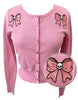 Miss Poison Skull Bow Cardigan in Pink