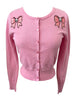 Miss Poison Skull Bow Cardigan in Pink