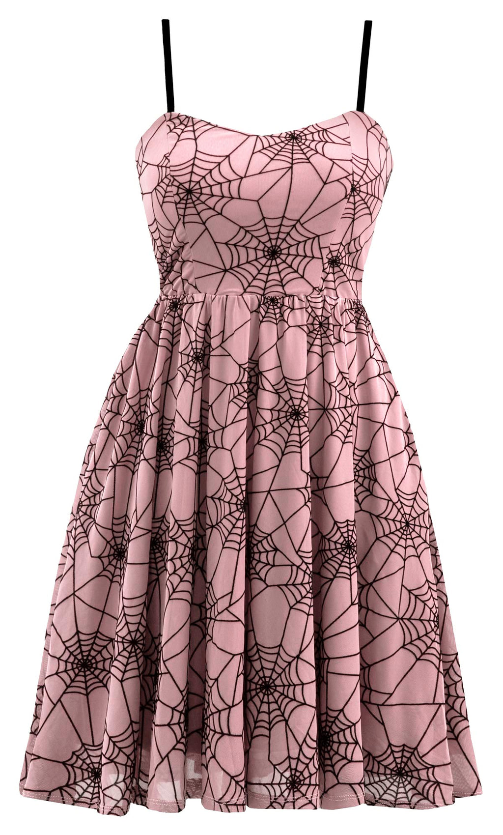 Spiderweb Swing Dress with Pockets in Pink & Black Small