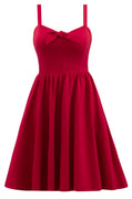 Sweetheart Vixen Tie Swing Dress with Pockets in Red