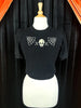 Skull Web Short Sleeve Sweater In Black