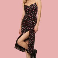 Betsey Babe Rose Print Dress in Black