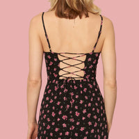 Betsey Babe Rose Print Dress in Black