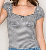 Gingham Seersucker Peasant Top