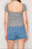 Gingham Seersucker Peasant Top