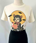 Black Cat Pumpkin Cutie T-Shirt in Ivory