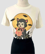 Black Cat Pumpkin Cutie T-Shirt in Ivory