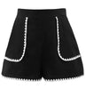 Scallop Trim High Waisted Shorts in Black