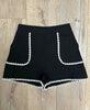 Scallop Trim High Waisted Shorts in Black