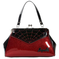 Spider Web Backseat Baby Purse in Black & Silver by Sourpuss