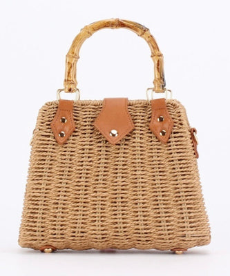 Retro Vibes Bamboo Handbag in Khaki