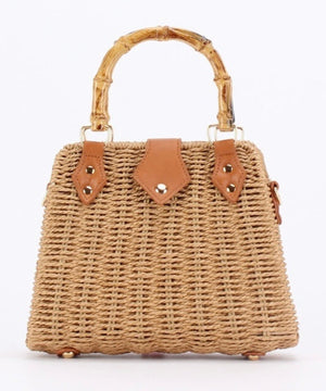Retro Vibes Bamboo Handbag in Khaki