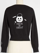 Trick or Treat Pumpkin Cardigan in Black