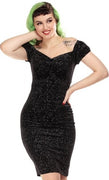 Black and Silver Dolores Glitter Drops Pencil Dress