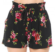 High Waist Rose Print Shorts