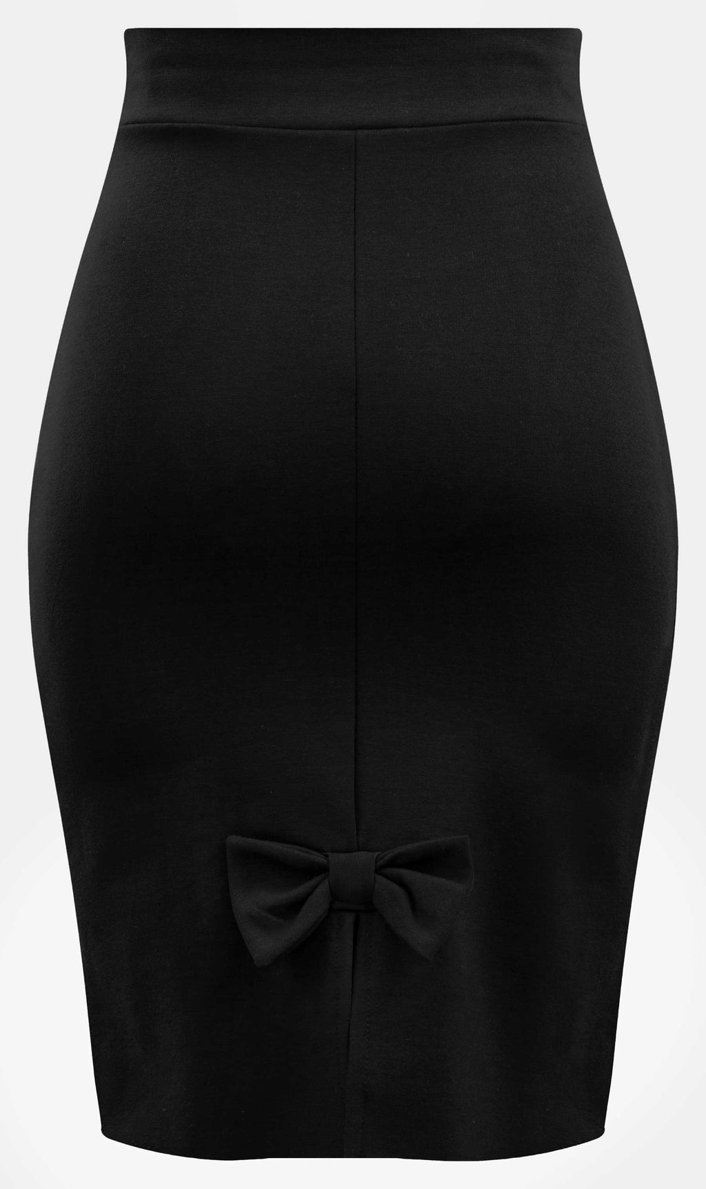 Bow Back Pencil Skirt in Black