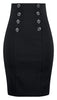 High Waist Pin Me Up Pencil Skirt in Black
